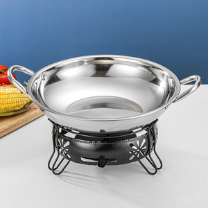 Stainless Steel Alcohol Stove Mini Hot Pot 201 Steel Double Handle Design For Home Restaurant Commercial Use - Product Image 2