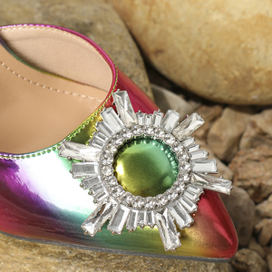 2024 Sunflowers Buckle Pointed Mix Colours Color 10cm Thick Super High Heel Women's Shallow Mouth Fashion <b>Sandals</b> - Product Image 3