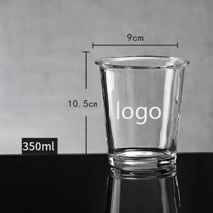 Tazza di <span class=keywords><strong>vetro</strong></span> per la colazione 350ml impilabile <span class=keywords><strong>in</strong></span> rilievo latte trasparente tè al caffè Design semplice ufficio uso della casa lettera di stampa tazza - Product Image 2