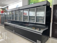 Vitrine réfrigérée verticale de supermarché de haute qualité avec porte en verre, réfrigérateur combiné, congélateur