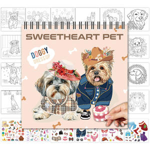 Set di 20 <span class=keywords><strong>Fogli</strong></span> per Disegno Fai-<span class=keywords><strong>da</strong></span>-Te, Libro di Adesivi per Vestire Animali Domestici, Kit di Colorazione a Tema Cuccioli per Bambini - Product Image 1
