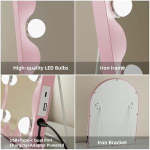 Tùy chỉnh màu sắc nhà sản xuất tùy chỉnh cảm biến cảm ứng màu hồng bán buôn 9 Dimmable dẫn bóng đèn với đèn trang điểm vòm gương <span class=keywords><strong>Vanity</strong></span> - Product Image 6