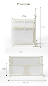 New Design Grey 3-in-1 Baby Playpen Crib <b>Cot</b> Safety Guardrail Fence Adjustable Foldable for Newborn Baby Colorful Medium - Product Image 2