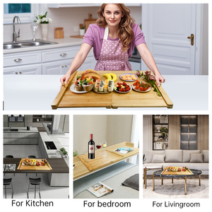 Vente en gros de plaques de cuisson électriques pliables extra épaisses en bambou, grand plateau de service avec poignées pour la cuisine - Product Image 2