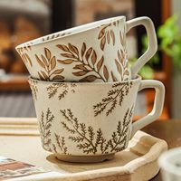 Vente en gros de tasses à café en céramique vintage, motif floral botanique, tasse à thé rustique, vaisselle de bureau, personnalisable
