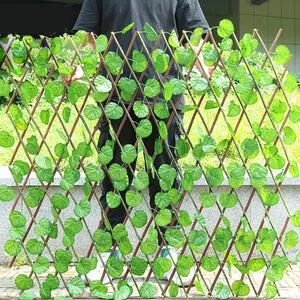卸売 人工植物フェンス-人工無垢材フェンス壁シミュレーション植物装飾用伸縮フェンス庭の壁