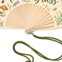 Éventail pliant personnalisé en tissu, style Cottagecore, portable, pour cadeau ou fête, 23 cm, avec logo OEM