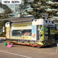 Camionnette de restauration mobile avec cuisine complète, construction en fibre de verre et aluminium, châssis en acier inoxydable