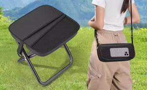 Chaise pliable de voyage pour le camping avec poche de rangement, siège pliant portable pour la pêche, la randonnée, cadeaux - Product Image 2