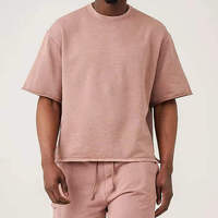 T-shirt Homme Oversize en Coton Lourd 250 g/m² Style Vintage Décontracté Uni Tricoté Coupe Boxy Ourlet Brut Impression Numérique