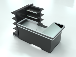 Mostrador de Caja Personalizable con Recubrimiento de Color para <span class=keywords><strong>Supermercados</strong></span>, Mesa de Caja con Identidad de Marca para <span class=keywords><strong>Supermercados</strong></span> en Franquicia - Product Image 1