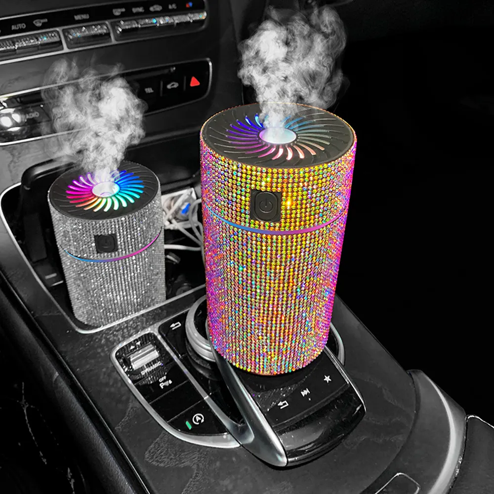 LED Light Car Diffuser Humidifier Luxury Diamond Auto Air Purifier Aromatherapy Diffuser Air Freshener Car Accessories