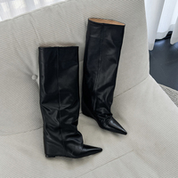Nouveautés 2026 : Bottes compensées pour femme, style classique, à bout pointu et tige souple, chaussures de créateur