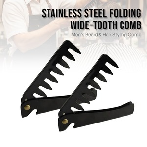 Wholesale Wide Tooth Folding Beard Comb <strong>Full</strong> Black Portable <strong>Pocket</strong> Comb Men's Hair Styling Flip Comb - Product Image 6
