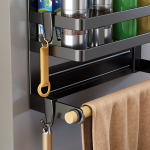3 Tier bếp nam châm lưu trữ Kệ tủ lạnh Tủ lạnh Organizer Magnetic gia vị giá với Khăn Giấy Chủ - Product Image 4