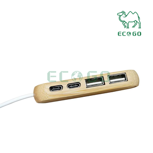 Cargador de bambú personalizado 4 en 1, estación de acoplamiento de concentrador USB, cargador de adaptador divisor de concentrador USB de madera - Product Image 5
