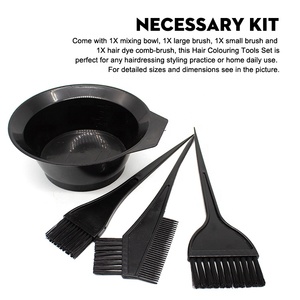 Thungroway-ensemble de 4 pièces de pinceaux à teinture et de bol professionnels, accessoires pour coloration des cheveux noirs, avec pinceau de coloration pour chevelure, teinte de queue et brosse pour les bords - Product Image 3