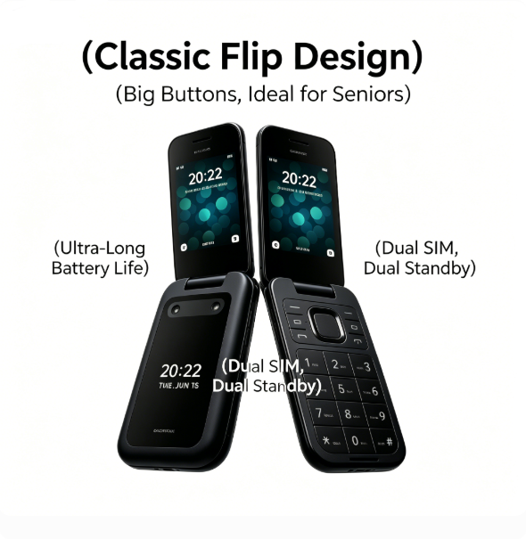 Cheap GSM Flip Phone for Noki a 2660 Flip 2G Dual SIM 2.8 Inch Screen Wholesale Mobile Phone with Loud Speaker