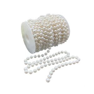 腹筋プラスチックパールラインストーンチェーン白ルース天然ビーズストリング結婚式パーティー用裁縫トリム装飾用裁縫クラフト - Product Image 5
