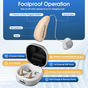Melosound BTE หูฟังเครื่องขยายเสียงอุปกรณ์ช่วยฟังใหม่สำหรับผู้สูงอายุที่มีการสูญเสียการได้ยินผลิตภัณฑ์ที่ใช้แบตเตอรี่ - Product Image 3