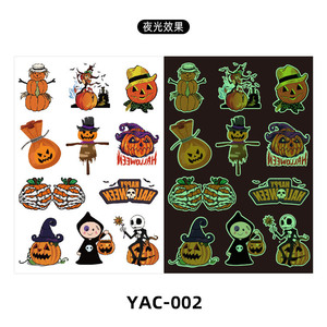 Tatuajes Temporales Fluorescentes de Halloween, Resistentes al Agua, Ecológicos, de Papel, para Niños, para Cara y Cuerpo - Product Image 3