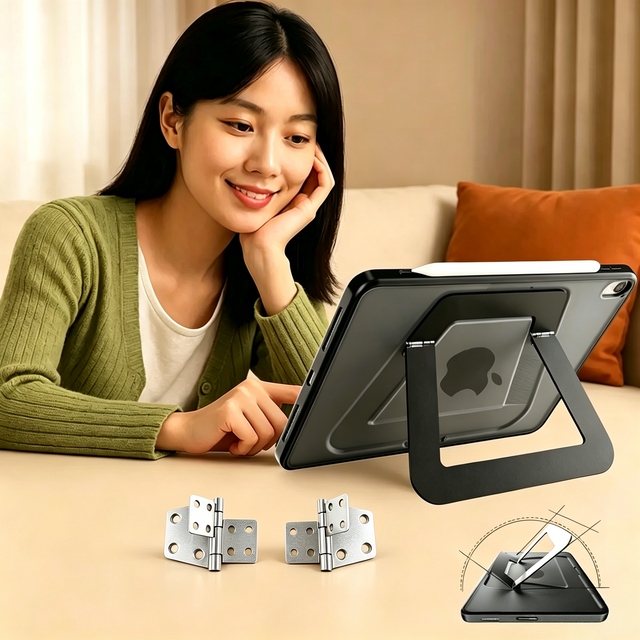 Kimstar KST-304E-RL Iron Phone and iPad Stand Hinge with Electroplated Silver Nickel Finish