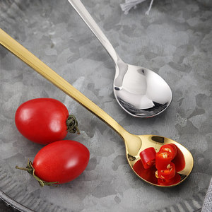 Cuillère à long manche plaquée or, en acier inoxydable 304, pour café, thé, cocktail - Product Image 1