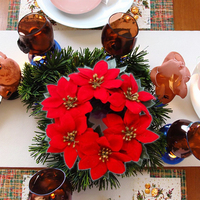Guirlande de fleurs artificielles de Noël classique rouge en plastique de 19 cm, décoration suspendue pour cheminée intérieure et extérieure