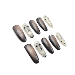 Làm bằng tay màu trắng tươi cuốn sách đỏ móng tay nghệ thuật sóng mới mô hình hạnh nhân mắt mèo tương phản Chéo Joker thiết kế ABS ngón tay vuông - Product Image 5