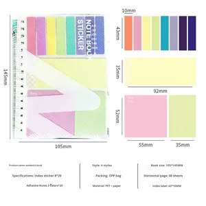 Set de Notas Adhesivas con Índices de Colores Surtidos Compatibles con Archivadores, Patrón Degradado/Surtido (Cuadrícula/Puntos Rayados/Rayas) - Product Image 2