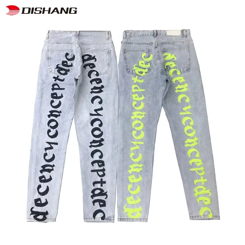 Latest Design Multi Colors Vintage Washed Loose Denim Pants Manufacturer Custom Logo Embroidery Baggy Jeans For Men