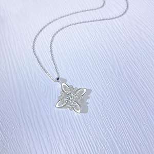 High Quality Waterproof Wholesale Silver Toned with <b>Crystal</b> Accent Celtic Knot <b>Pendant</b> Necklace for Gifting Special Events - Product Image 3