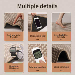 Tapis de salle de bain tressé en forme de U, antidérapant, en fibre de polyester, à motif géométrique, pour le sol de la douche - Product Image 2