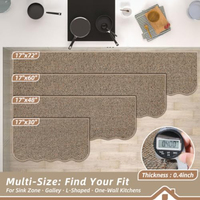 Natural Look Scallop Kitchen Sink Rug Machine Washable Polypropylene Kitchen Runner and Mats Non-Slip Rugs for Floor