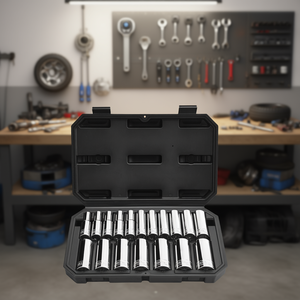 Juego de 18 Llaves de Tubo Métricas de 1/2 Pulgada con Acabado Cromado para Reparación Automotriz - Product Image 2