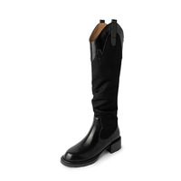Bottes longues décontractées en cuir marron pour femmes, style rétro, pour l'automne et l'hiver, chaussures de mode d'extérieur, vente en gros OEM ODM personnalisée