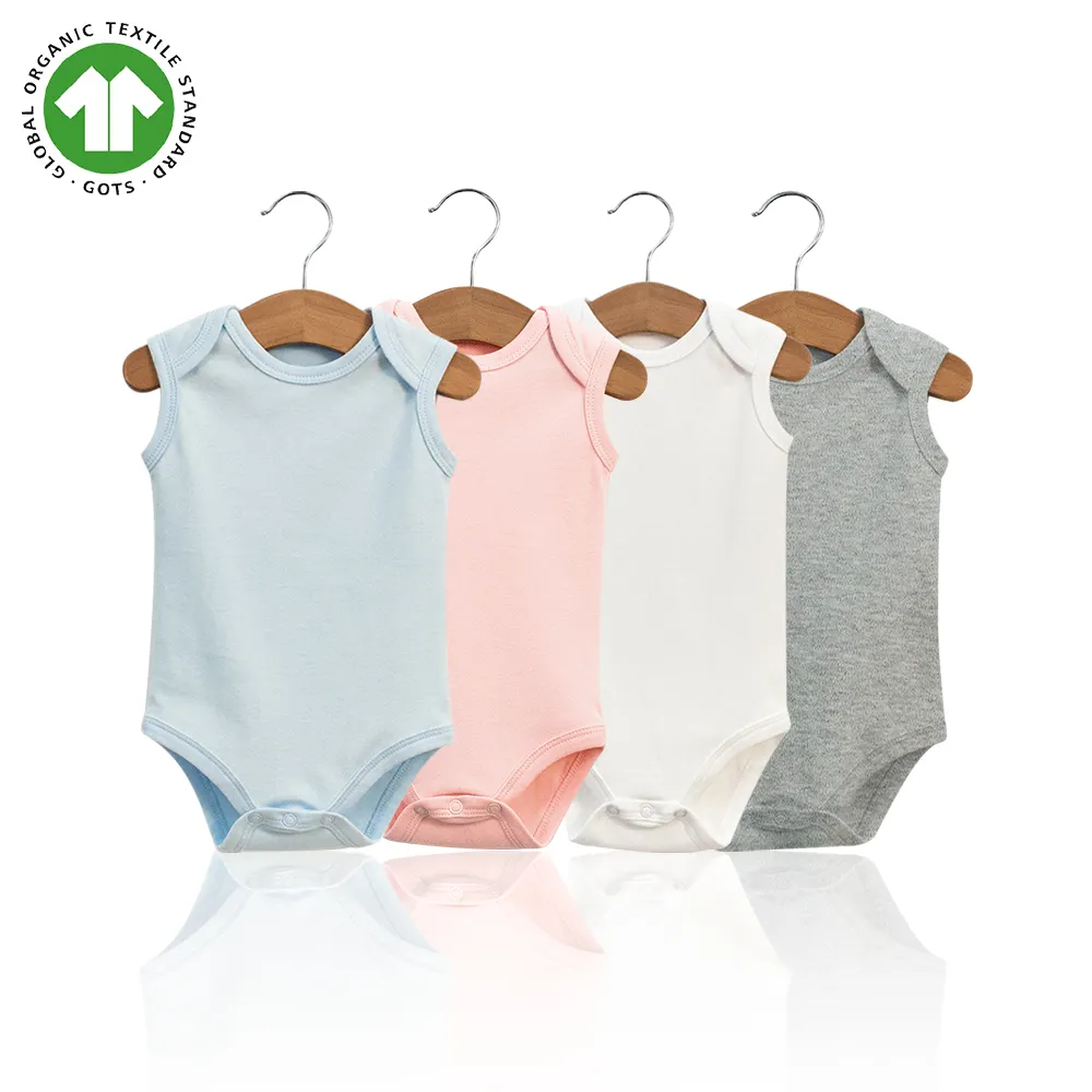 Custom Logo 100% Organic Cotton New Born Baby Clothes Sets 0-3 Months Pajamas For Boy Girls