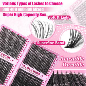 Segmented DIY False Eyelash Book Hot Melt Mixed Style Natural Thick Large Volume <b>Lash</b> <b>Kit</b> For Export Wholesale - Product Image 6
