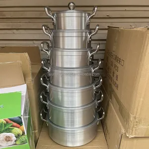Best Selling Heavy 6.2KG Casserole Soup Pots Satin Finished Cooking Pot Cookware Set In Kitchen 14pcs Aluminum Cooking Pot Set