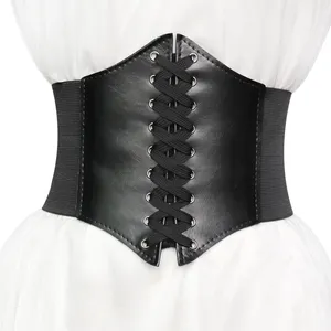 Manufactory Price Fashion Women Tops Knitted Bandage Gothic Body Shaper Leather Waist Trainer Corset