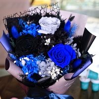 Bouquet de fleurs séchées préservées faites à la main, longue durée (3-5 ans), arrangement floral rose et noir, cadeau pour mariage, remise de diplôme, fête des mères