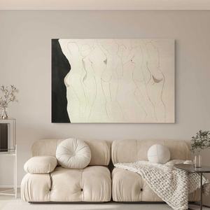 Venta al por Mayor de Arte Abstracto en Blanco y Negro, Serie de Figuras Minimalistas, Arte Pintado a Mano, Decoración de Interiores para el Hogar y Hoteles - Product Image 2