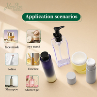 Bouteilles de lotion en plastique brillantes de haute qualité de 50 ml et 100 ml avec pompe distributeur pour emballage de savon liquide et gel douche