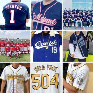 Custom Hooded Baseball Jersey Personalized Button <b>Down</b> Team Uniform Stitched Printed Name Number Unisex Adult Breathable - Product Image 4