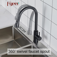 Fyeer – robinet d'évier de cuisine sans contact, vaporisateur extractible à capteur automatique, noir mat