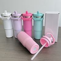 Gobelet isotherme RTS 30oz en acier inoxydable 304 avec poignée, finition mate, pour sublimation, style macaron