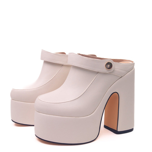 Sandales à talons épais et plateforme pour femmes, à bout rond et bride arrière, style slingback, couleur unie - Product Image 6