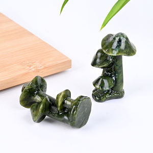 Natural Healing Xiuyu Jade Hand Carved Mushroom Figurine Polished Mushroom <b>Crystal</b> Carving for Home Decor - Product Image 3