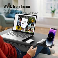 Bureau avec repose-poignet, rebord d'appareil, tiroir, coussin d'appoint et support pour téléphone-Carbone noir-Convient aux ordinateurs portables jusqu'à 17 pouces