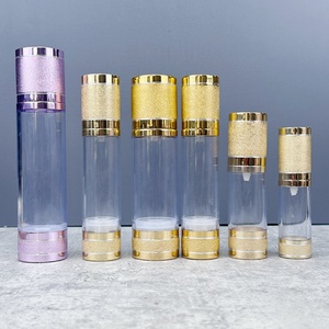 Transparent Plastic As Airless <b>Pump</b> <b>Bottle</b> Cosmetic 15ml 30ml 50ml Glod Plastic <b>Bottle</b> - Product Image 6